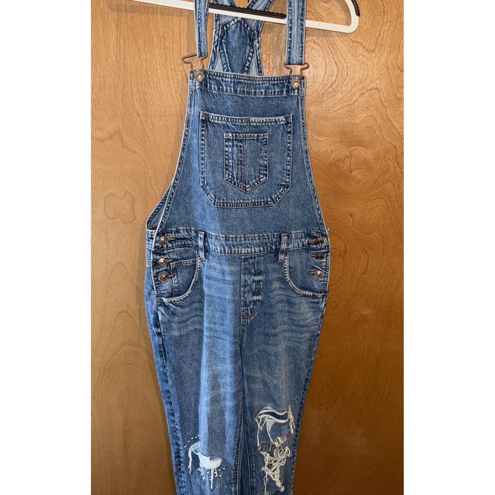 American Eagle Outfitters Tomgirl Distressed Denim Overall S Blue Adjustable